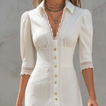 Vintage Lace-trimmed Cotton And Linen Midi Dress