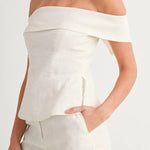 White Cotton and Linen Two-piece Suit