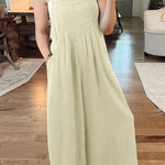 Cotton and linen loose casual one-piece wide-leg overalls
