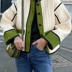Fashionable Contrasting Color Cotton Coat