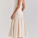Graceful Silhouette Square Neck Wide Strap Drop Waist Midi Dress