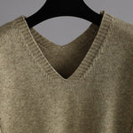 Stylish Loose Long Sleeves Solid Color V-Neck Sweater Tops& Wide Leg Pants Two Pieces Set