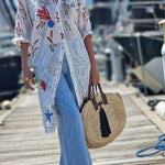 Sea Legends Shell Coral Long Button Shirt