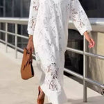 Lace V-neck Loose Maxi Dress
