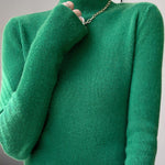 Casual Skinny Long Sleeves Solid Color Half Turtleneck Sweater Tops
