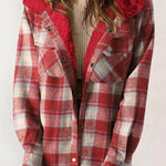 Fashion Plaid Long Sleeve Pocket Casual Hooded Jacket
