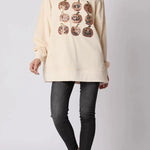 Halloween Pumpkin Sequin Loose Casual Sweatshirt