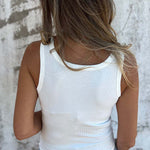 Solid Buttoned Stretch Rib Slim Fit Tank Top