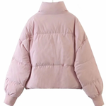 Stand Collar Zipper Pocket Thick Warm Cotton Jacket