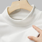 Men's solid color velvet half turtleneck Foundation T-shirt two-piece set