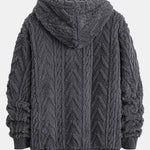 Geometric Jacquard Zip Up Teddy Hoodie