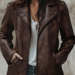 Women's Lapel Vintage Faux Leather Jacket