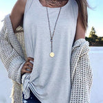 Margovil Casual Sleeveless Solid Waistcoat T-shirt