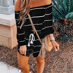 Margovil Oxygen Off Shoulder Beauty Striped Jumpsuit