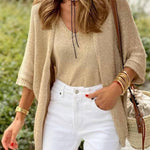Light Gold Shiny Silk Knit Suspender + Cardigan Two-Piece Set