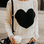 Margovil Color Block Love Heart Knit Sweaters