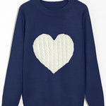 Margovil Color Block Love Heart Knit Sweaters