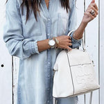 Margovil Stylish Button Down Denim Shirt Dress ( 4 Colors)