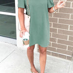 Margovil Cold Shoulder Short Sleeve Solid Dress