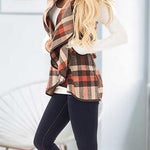 Margovil Lush Sleeveless Plaid Jacket Vest with Pockets
