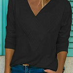 Margovil V-neck Long Sleeve Solid Basic Shirts