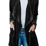 Margovil Open Front Pockets Velvet Coat