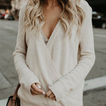 Margovil V Neck Long Sleeve Wrapped Sweater