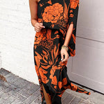Margovil Casual One Shoulder Side Split Printed Dress