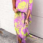 Margovil Casual One Shoulder Side Split Printed Dress