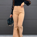 Margovil One Button Corduroy Flare Pants with Pockets