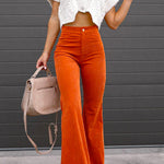 Margovil One Button Corduroy Flare Pants with Pockets