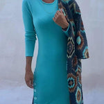 Margovil Crewneck Long Sleeve Buttons Cozy Dresses