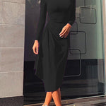 Margovil Mockneck Long Sleeve Ruched Glitter Dress