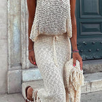 Margovil Tassel Tie Waist Hollow Out Skirts