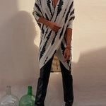 Margovil Irregular Front Cross Long Sleeve Tie Dye Top