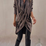 Margovil Irregular Front Cross Long Sleeve Tie Dye Top