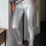 Margovil Slim Fit Faux Leather Leggings Pants with Pockets