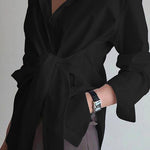 Margovil Lapel Long Sleeve Button Down Knot Front Shirt