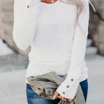 Margovil Solid Crewneck Long Sleeve Plain T-shirt