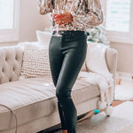 Margovil Stylish V Neck Long Sleeve Sequin Splice Top