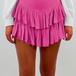 Margovil Casual Elastic Waist Ruffle Swing Skirts