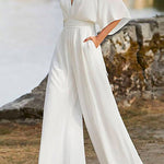 Margovil Deep V Neck High Waist Wide Leg Jumpsuit