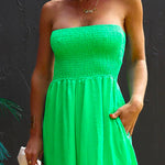 Margovil Strapless Smocked Pocketed Wide Leg Jumpsuit