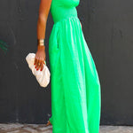 Margovil Strapless Smocked Pocketed Wide Leg Jumpsuit