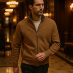 Leonardo Zip Cardigan Beige