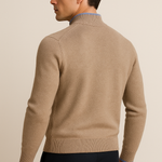 Classic Zip Cardigan Beige