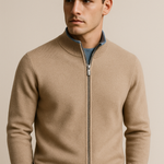 Classic Zip Cardigan Beige