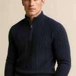 Lerano Cashmere Half-Zip Knit Navy