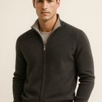 Marciello Reversible Cashmere Zip Knit Grey & Dark Grey