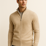 Marciello Reversible Cashmere Zip Knit Beige & Grey